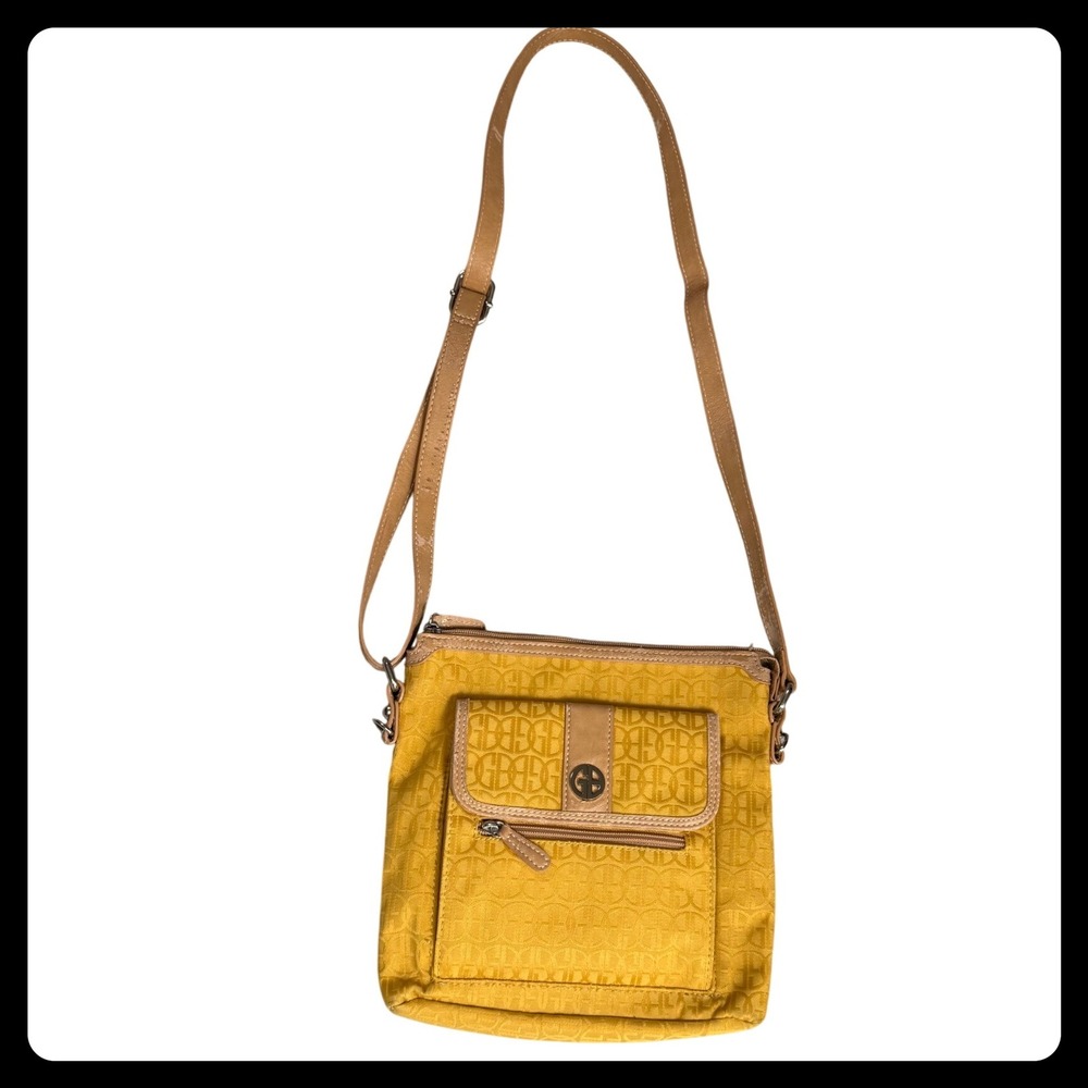 Giani Bernini Crossbody Bag Yellow Monogram Print Pocketbook‎ Purse